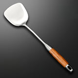 1pc Stainless Steel Wok Spatula/Soup Ladle With Rosewood Handle, Cooking Utensils With Wooden Handle, Kitchenware, Kitchen Supplies