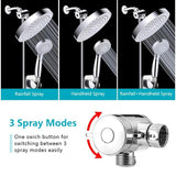 1set Shower Head With Handheld Combo Set, 15.24 Cm High Pressure Rainfall Showerhead With Hand Held 152.4 Cm Hose For Bath, Adjustable Swivel Shower Head Spray, Anti-leak Nozzles, Universal Fit, Bathroom Accessories
