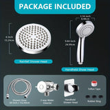 1set Shower Head With Handheld Combo Set, 15.24 Cm High Pressure Rainfall Showerhead With Hand Held 152.4 Cm Hose For Bath, Adjustable Swivel Shower Head Spray, Anti-leak Nozzles, Universal Fit, Bathroom Accessories