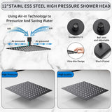 1pc Rain Shower Head, High Flow Large Rainfall Shower Head, Stainless Steel Shower Head, Replacement For Your Bathroom Showerhead (30.48cm Black)
