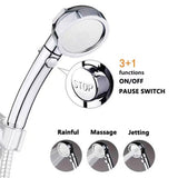 1pc Handheld Shower Head, High Pressure Handheld Shower Head With 152.4 Cm Stainless Steel Hose And Adjustable Holder, 360 Degree Rotating Adjustable High Pressure Water Saving Showerhead With On/Off Switch, 3 Spray Modes RV Bathroom Shower Set