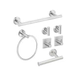 7pcs Bathroom Accessories Set, Including Towel Bar, Towel Ring, Toilet Paper Holder And 4 Robe Towel Hooks, Wall Mounted Stainless Steel Towel Rack Kit, Bathroom Hardware Set