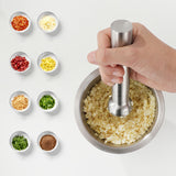 1SET Stainless Mortar And Pestle Kitchen Garlic Pugging Pot Pharmacy Bowl Pepper Spice Grinder Tool Home Cooking Kitchen Gadget