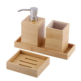 4pcs Wooden Bathroom Accessories Set, Soap Dispenser, Soap Holder, Toothbrush Holder, Vanity Storage Tray, For Home Bathroom Hotel, Bathroom Decor