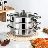 1 Set, Stainless Steel 2/3 Layers Steamer Set, Multifunctional Extra Thick Cookware, Cooking Utensils, Kitchen Utensils