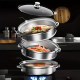 2/3pcs, Stainless Steel Steamer, Steamer Cooker Integrated, Thickened Soup Pot Special