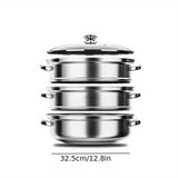 2/3pcs, Stainless Steel Steamer, Steamer Cooker Integrated, Thickened Soup Pot Special