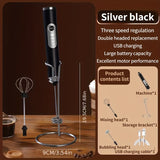1pc Electric Milk Frothers 2 In 1 Exchangeable Stirring Heads Handheld Electric Milk Frother 3 Speeds Coffee Mixer Egg Beater