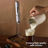 1pc Electric Milk Frothers 2 In 1 Exchangeable Stirring Heads Handheld Electric Milk Frother 3 Speeds Coffee Mixer Egg Beater