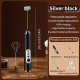 1pc Electric Milk Frothers 2 In 1 Exchangeable Stirring Heads Handheld Electric Milk Frother 3 Speeds Coffee Mixer Egg Beater