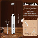 1pc Electric Milk Frothers 2 In 1 Exchangeable Stirring Heads Handheld Electric Milk Frother 3 Speeds Coffee Mixer Egg Beater