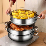 2/3pcs,  Stainless Steel Steamer, High Quality Stainless Steel Steamer, Household Multi-layer Thickened, Steaming Cooking