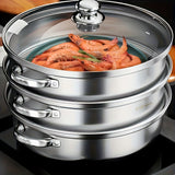 2/3pcs,  Stainless Steel Steamer, High Quality Stainless Steel Steamer, Household Multi-layer Thickened, Steaming Cooking