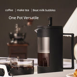 1pc Stainless Steel Hand Brewing Pressing Pot, French Coffee Pot Tea Brewer Semi-enclosed Geometric Design Home Decor Room