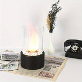 1pc Portable Stainless Steel Desktop Fireplace Lamp - Indoor Heating Stove With Round Glass Bar Atmosphere - Perfect For Small Spaces
