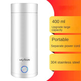 Travel 400ml Stainless Steel Vacuum Insulated Cup Auto Off Electric Kettle Water Boiler Bottle for Tea Coffee