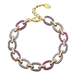 Sterling Silver Rainbow Diamond Gold Vintage Delicate Bracelet