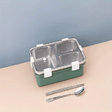 1pc, Lunch Box, 304 Stainless Steel Bento Box, 3 Compartment Food Container, For School Students And Office Workers