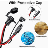 Quick Connector Harness 12AWG 30CM Waterproof SAE Extension Cord Sidewall Port for Solar Panel Generator Battery Charger
