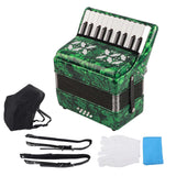 Accordion 22 Keys 8 Bass Celluloid Musical Instrument Toy for Home Stage PerformanceGreen