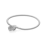 S925 Sterling Silver Bracelet Love Snake Bone Chain With Diamonds