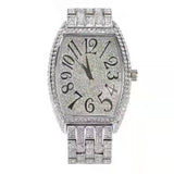 PINTIME Men Watch Iced Out Diamond Big Dia Barrel-Shaped Dial Hip Hop Relogios Fashion Quartz Wristwatch Waterproof Reloj Hombre