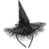 Halloween Witch Hat Headband Hair Band Witch Costume Hat Hair Accessories For Halloween Costume Dress Up Party Supplies Black