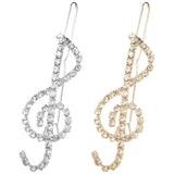 2pcs Music Note Hair Clips Elegant Hair Barrettes Rhinestone Sparkling Hair Accessories