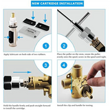 1222 Replacement Cartridge with Tool 104421 and Retaining Clip Tub Shower Repair Kit for Moen One Hanlde Posi Faucet