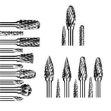 Double Cut Rotary Burr Set 20Pcs Die Grinder Bits 1/8 inch Shank Tungsten Carbide Cutting Burrs for Wood Working
