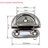 1PCS 316 Stainless Steel Dring Deck 6mm/8mm10mm Mirror Polish Marine Grade Folding Pad Eye Lashing Tie Down Cleat for Yacht Boat