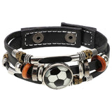 Pu Leather Sports Charm Bracelet Cool Multi-layer Bracelet Retro Wristband Vintage Bracelet