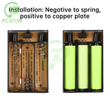 12V Rechargeable 3 Cell Solder-Free 18650 Tandem Battery Box Removable Protection Lid With DC Holder