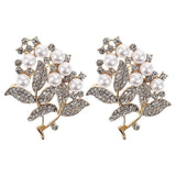 2pcs Leaf Shaped Brooch Imitation Pearl Rhinestone Inlaid Leaf Molding Brooch Leaf Lapel Pin Leaf Shaped Brooch Pin Clothing Accessory