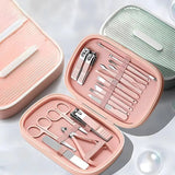 18 in 1 Professional Manicure Kit Pedicure Tool Stainless Steel Nail Clipper Scissors Grooming Set with Leather Travel Case