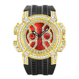 PINTIME Men's Watches Sport Diamond Ice Out Spider-Shaped Dial Silicone Strap Fashion Quartz Wristwatch Watreproof Reloj Hombre