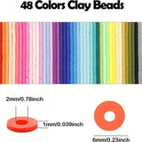 18240Pcs Rainbow Flat Polymer Clay Beads Craft Kit Perfect For DIY Bracelet Necklace Jewelry Making Craft Supplies 48 Colors
