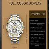 GUANQIN Tourbillon Mechanical Luxury Men's watches Stainless steel Waterproof Moon Phase Watch Sapphire Luminous watch for men