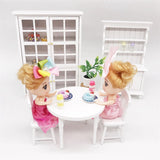 3Pcs/Set 1:12 Miniature Furniture White Wooden Dining Table With 2 Chairs Dollhouse Decorations Accessories