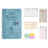 100 Envelopes Money Saving Challenge Budget Binder PU Leather Cover with Cash Envelope PVC Pocket Zipper/Budget Cards stickers