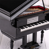 Miniature Grand Piano Model Kit Musical Instrument with Chair,for Home Office Decoration(Black, Without Music) Small