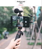 Mini Vlog Live Stream Clip Adjustable Phone Holder with Cold Shoe Mount 1/4" Screw Hole for 55-90mm Width Smartphone