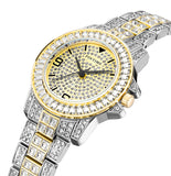 PINTIME Men's Watches Luxury Iced Out Diamond Dial Stainless Steel Relogio Waterproof 3br Fashion Quartz Wristwatch Reloj Hombre