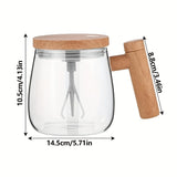 1set 400ML Electric Self Stirring Coffee Mug With Lid, Portable Glass Mug, High Speed Self Stirring Coffee Mixing Cup For Dining Rooms Gyms Parks School, Summer Winter Drinkware