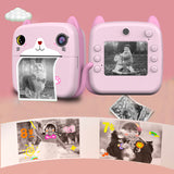2.4 Inch IPS Display Digital Children Camera Instant Print Photo HD 1080P with Thermal Paper Cartoon Toys for Girls Boys Aged 3+