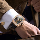 New Diamond Hollow Full-automatic Mechanical Watch Man ONOLA Luxury Fashion Tape Waterproof Watch for Men Relogio Masculino