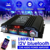 BT-998 12V/220V Mini bluetooth HiFi Power Amplifiers Stereo Car Home Audio Digital Sound Amplifier LCD Display FM SD USB Bass