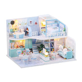 DIY Doll House Miniature 3D Wooden Dollhouses Set Furniture Kit With LED & Dust Cover Toys For Children Gift
