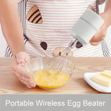 1pc Mini Wireless Hand Mixer, Electric Egg Beater Charging Mini Household Electric Small Baking Stir Cream Tool 304 Stainless Steel Net Baking Supplies Clearance (White)