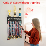 Never Give Up Hanger with Shelf - Easy Install Carbon Steel Trophy and Medal Display Shelf,B